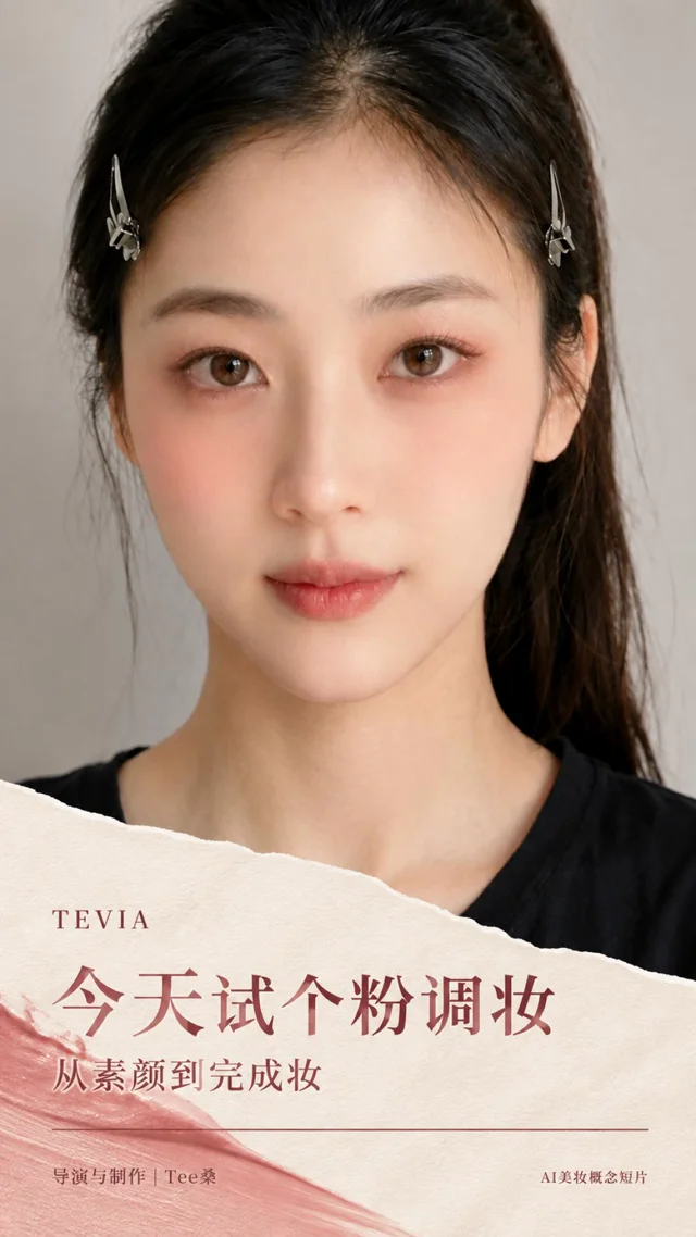 缇薇雅粉调妆容近景，封面文字为今天试个粉调妆